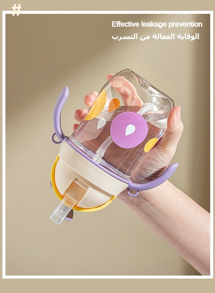 كأس الأطفال السخيف مع المقابض، زجاجة ماء للأطفال الصغار، زجاجة القش مع تصميم المروحة - Image 5