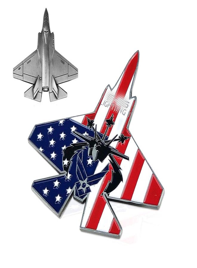 ASmileIndeep US Air Force Challenge Coin Colorized F-35 Lightning II Fighter Jet Military Coin for Airman - Image 1