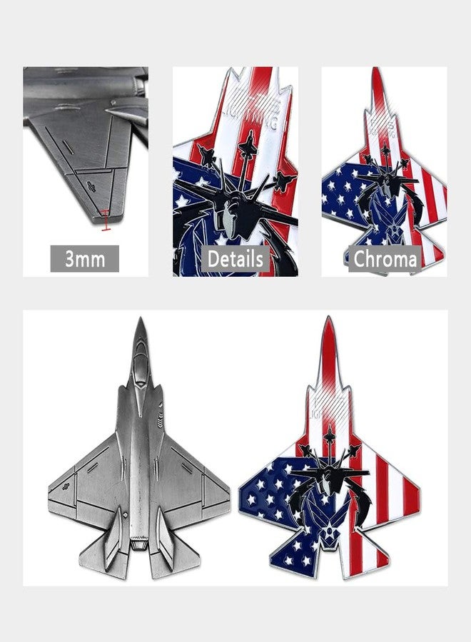 ASmileIndeep US Air Force Challenge Coin Colorized F-35 Lightning II Fighter Jet Military Coin for Airman - Image 2