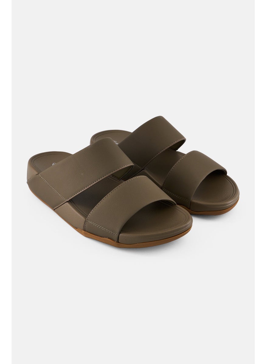 English Laundry Men 2 Strap Slip On Arabic Sandals, Dark Olive  - Image 1