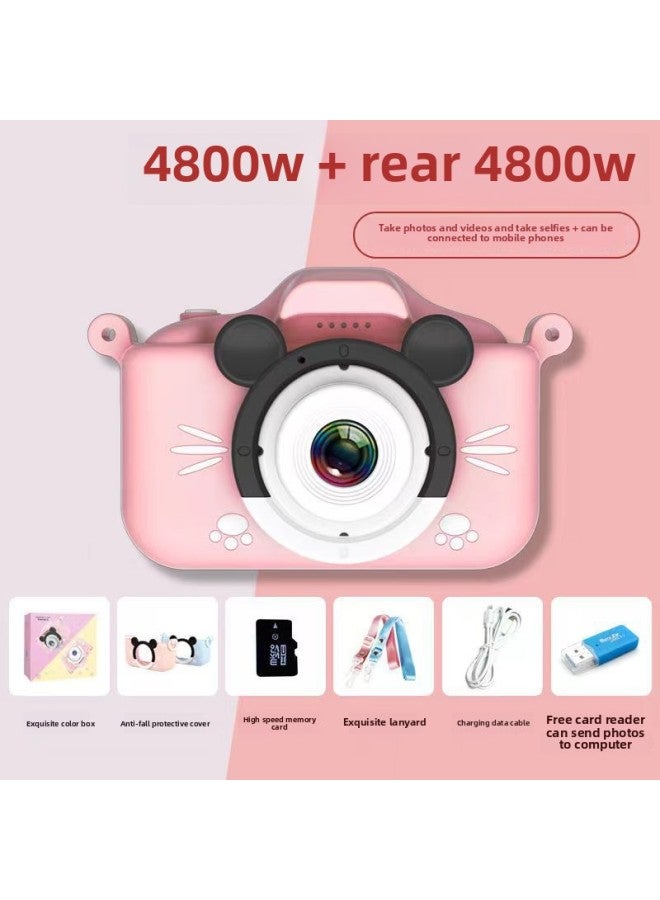 Generic X5 Children Digital Camera 2000W Pixels Children Mini Camera Toy Cartoon IPS Screen Gift-Body Color:X6S Pink (HD Dual Camera) [32G Card Reader]]  - Image 1