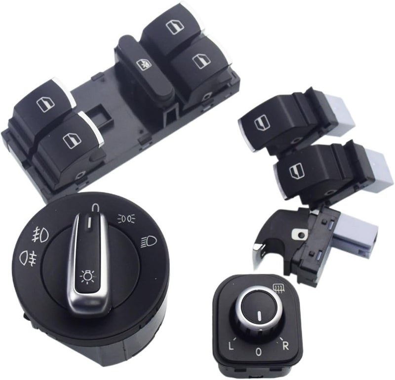 QASULER Chrome Headlight and Mirror Control Switch Set - Image 2