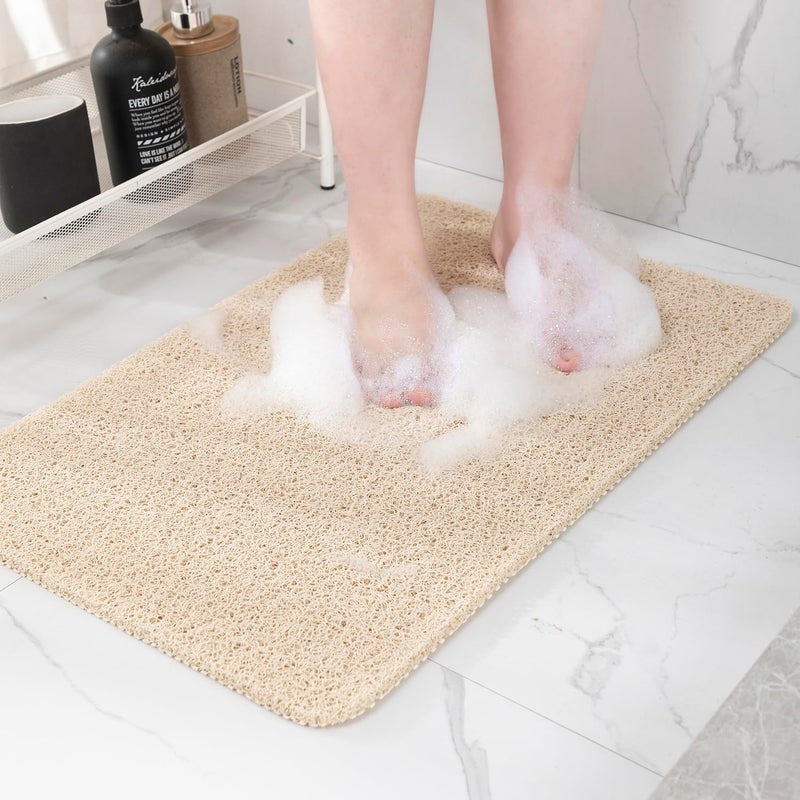 Hargiis Non Slip Bathtub Mat - Anti Slip Shower Mat, Quick Drying, Foot Scrubber, Anti Slip for Tub, Floor, Bathroom, Home, Kitchen, Hotel (Beige 32'x17') - Image 1