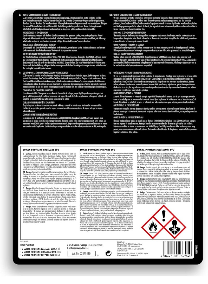 SONAX Profiline Ceramic Coating CC Evo – Professional Kit for Long-Term Paint Protection – Advanced Si-Carbon Technology for High-Gloss Finish - Image 2
