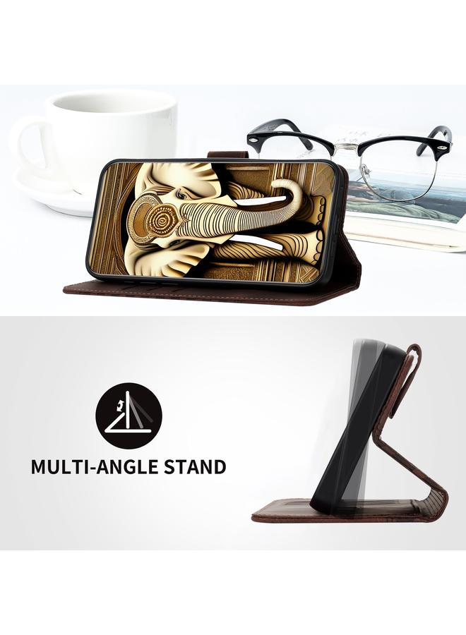 اس-توب جراب لهاتف Realme 7 5G/V5 5G/Q2 5G/Narzo 30 Pro 5G جراب هاتف جلدي منقوش عليه رأس فيل مع حبل - Image 4