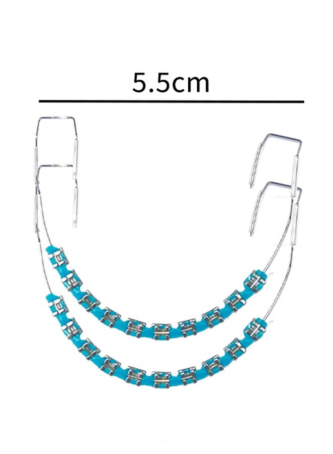 Generic Metal Braces for Orthodontics, Metal Bracket and Orthodontic Ligature Ties, Props for Dental Students to Practice - Blue  - Image 2