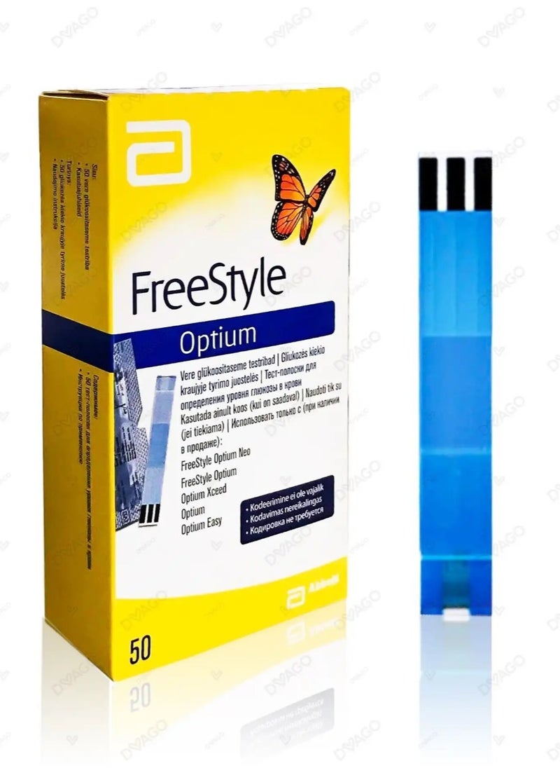 ABBOT 50-Piece FreeStyle Optium Blood Glucose Test Strip Set 