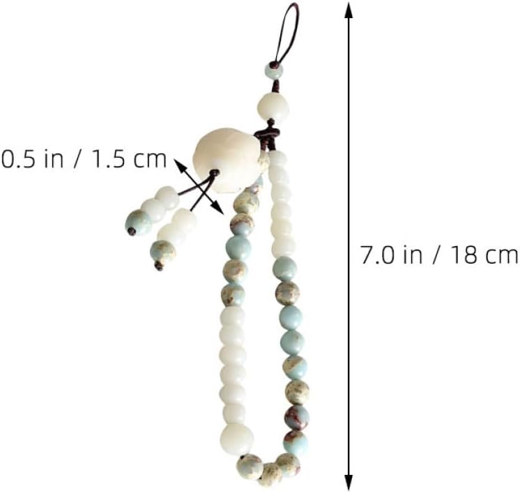 POPETPOP 2pcs Chinese Style Beaded Cell Phone Wrist Strap Anti-lost Mobile Lanyard Hand Strap Bodhi Shoushan Stone Beads for Phone Security and Decoration - Image 2