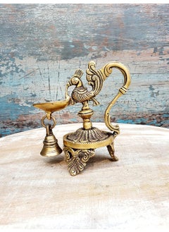 Mohan Jodero Mohan Jodero Peacock DeepakDiya with Bell Antique Home Decorative for Temple Festival  - Image 4