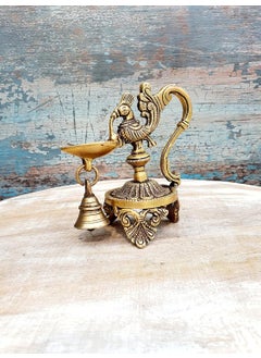 Mohan Jodero Mohan Jodero Peacock DeepakDiya with Bell Antique Home Decorative for Temple Festival  - Image 2