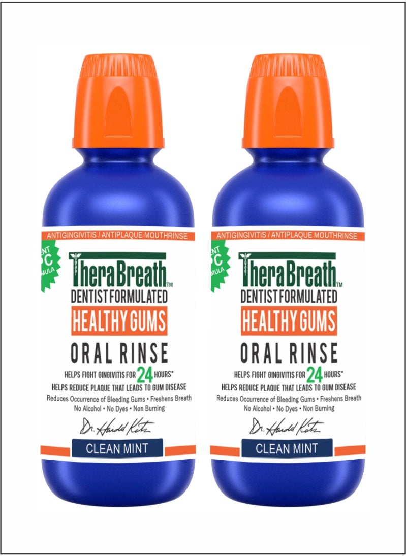 TheraBreath - Fresh Breath Dentist Formulated Oral Rinse  Clean Mint, Pack of 2 for Lasting Oral Cleanliness - Image 1