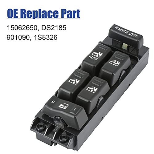 MOJTBE 15062650 Driver Side Power Window Switch Master Control Replacement for 2000 2001 2002 Chevy Silverado & GMC Sierra 1500HD 2500HD 3500, GMC Yukon XL, 2002 Avalanche, OE DS2185, 901090, 1S8326 - Image 3