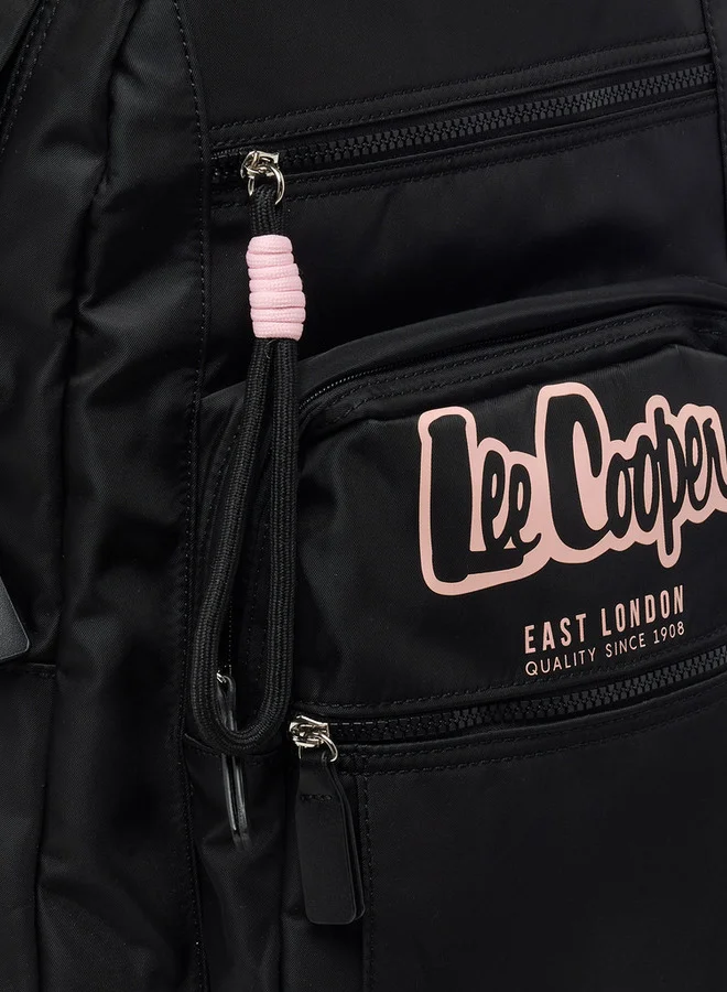 Lee Cooper Logo Print School Backpack with Adjustable Straps and Zip Closure - 32x13x42 cm