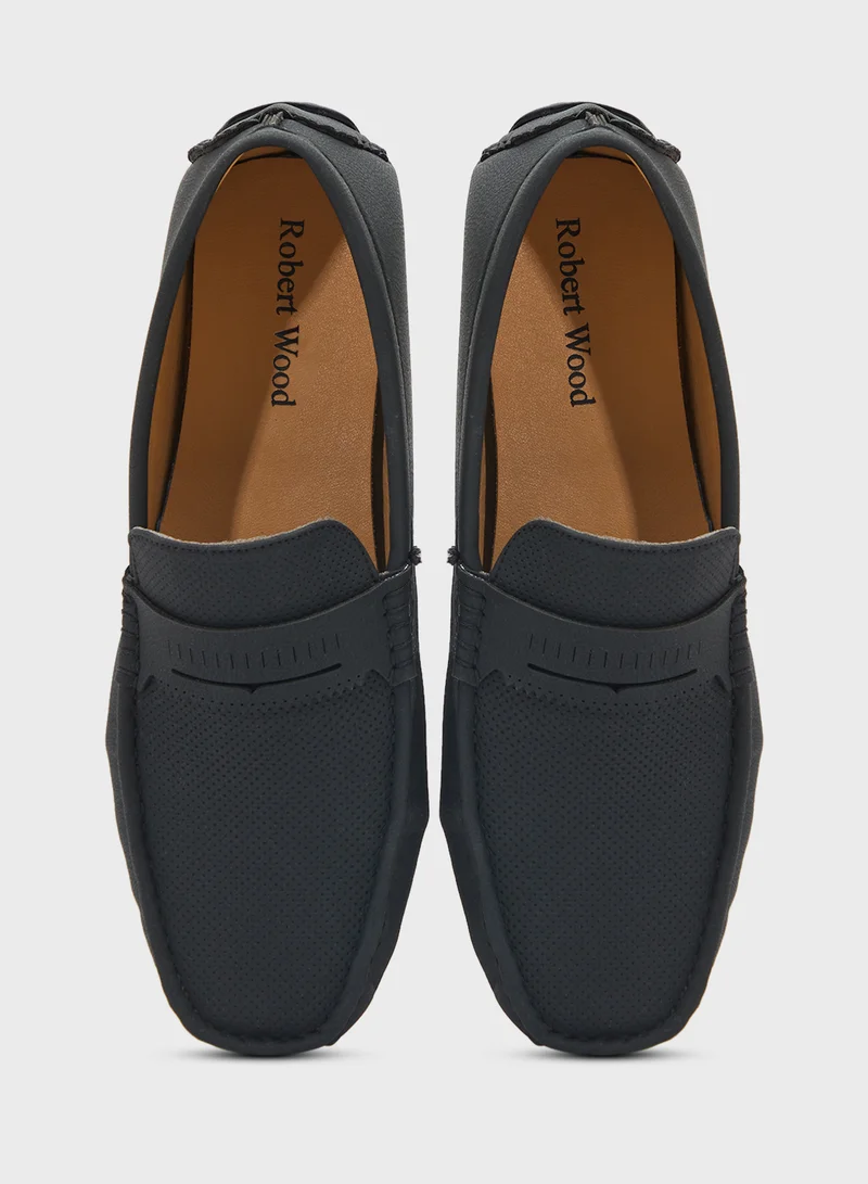 Robert Wood Perforation Detail Casual Loafers