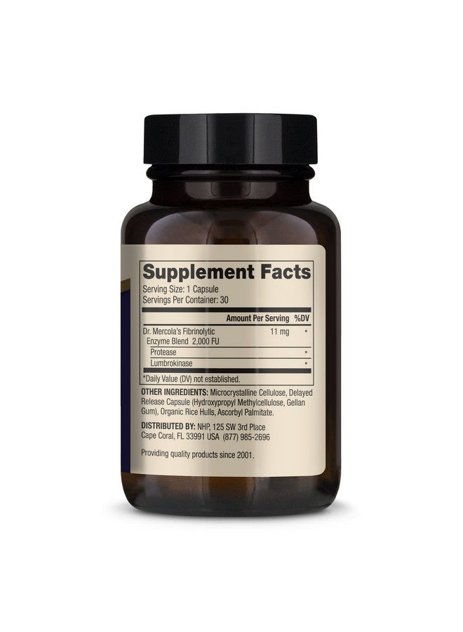 Lumbrokinase Enzymes Dietary Supplement 30 Servings (30 Capsules) Supports Cognitive And Cardiovascular Health Non Gmo Soy Free Gluten Free