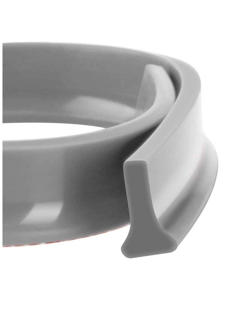 Collapsible Threshold Water Dam Self-Adhesive Shower Barrier Bathroom And Kitchen Water Stopper Home Water Retention System Waterproof Water Flow Block Seal Strip (Gray) 1.3M