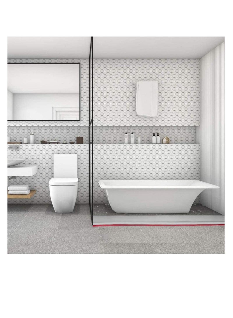 Collapsible Threshold Water Dam Self-Adhesive Shower Barrier Bathroom And Kitchen Water Stopper Home Water Retention System Waterproof Water Flow Block Seal Strip (Gray) 1.3M