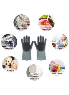Home Buy HOME BUY Magic Silicone Gloves with Wash Scrubber, Reusable Brush Heat Resistant Gloves Kitchen Tool for Cleaning, Dish Washing, Washing The Car, Pet Hair Care - 1 Pair  - Image 4