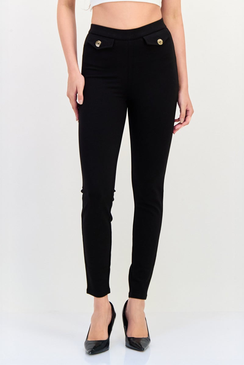 ONLY Women Solid Leggings, Black - Image 1