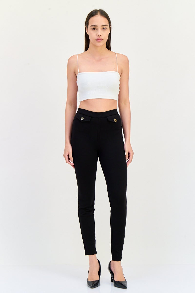 ONLY Women Solid Leggings, Black - Image 2