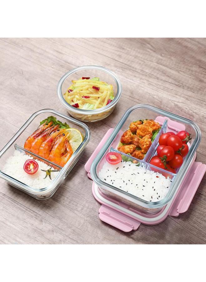 Lunch Box Can Enter Microwave High Borosilicate Glass Preservation Bowl Lunch Box Work Lunch Box Printable LOGO Business Gift-Specifications:Extra Large 1200ml-Color:Transparent Blue - Image 3
