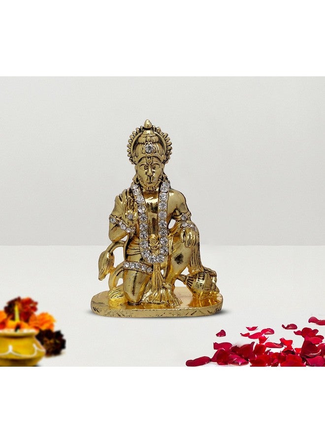 GCT Lord Hanuman Idol Bajrang Bali Ashirwad Idol (B-50) Antique Gold Metal Statue for Home Décor Car Dashboard Mandir Pooja Murti Temple Puja Office Table Showpiece - Image 4