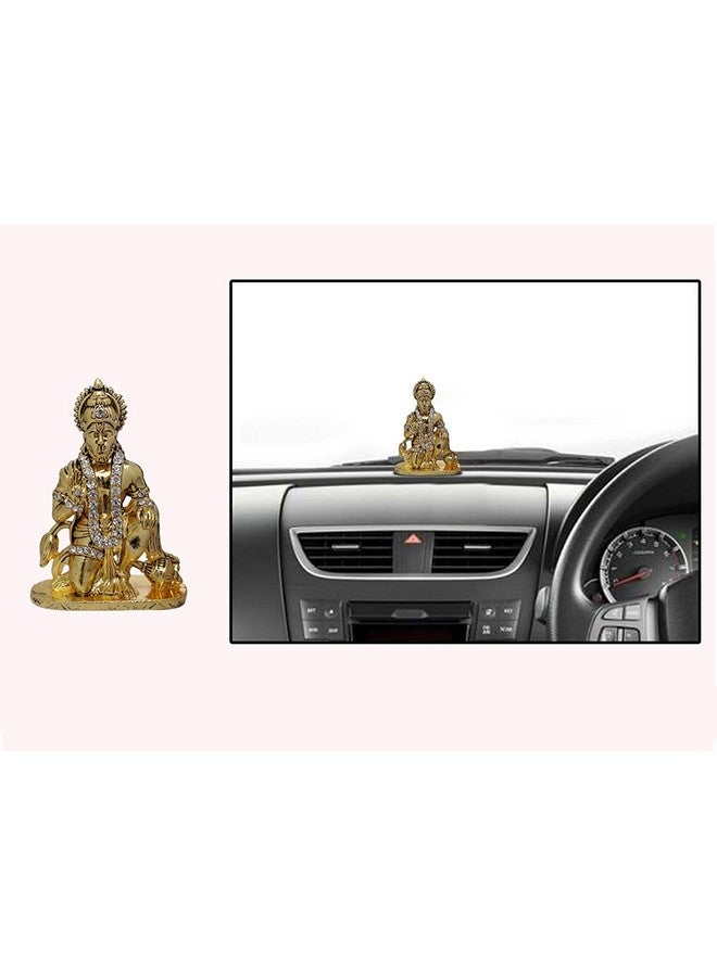 GCT Lord Hanuman Idol Bajrang Bali Ashirwad Idol (B-50) Antique Gold Metal Statue for Home Décor Car Dashboard Mandir Pooja Murti Temple Puja Office Table Showpiece - Image 3