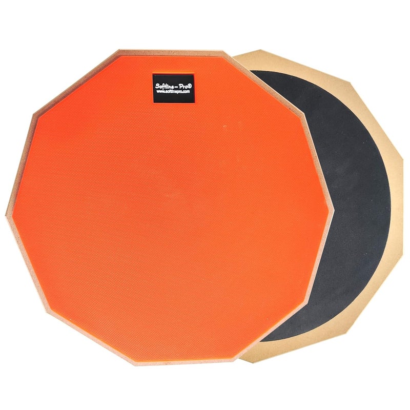 Softline Pro Dumbed Drum Practice Pad 12-Inch 10-Corner Design Double-Sided Natural Rubber Pad with Carry Bag & 5A Maple Wood Drumstick (SP-DPP45-SB-OG) - Image 2