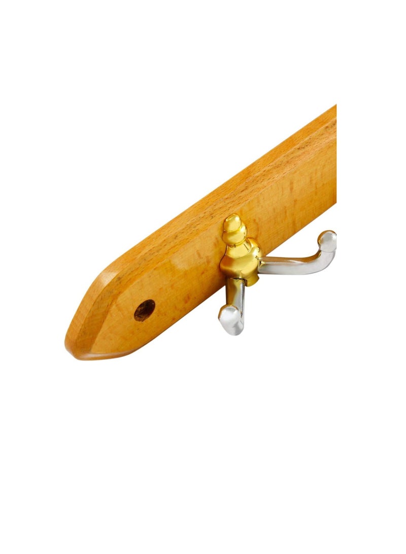 Wood And Metal Clothes Wall Hanger, Brown  - Image 3