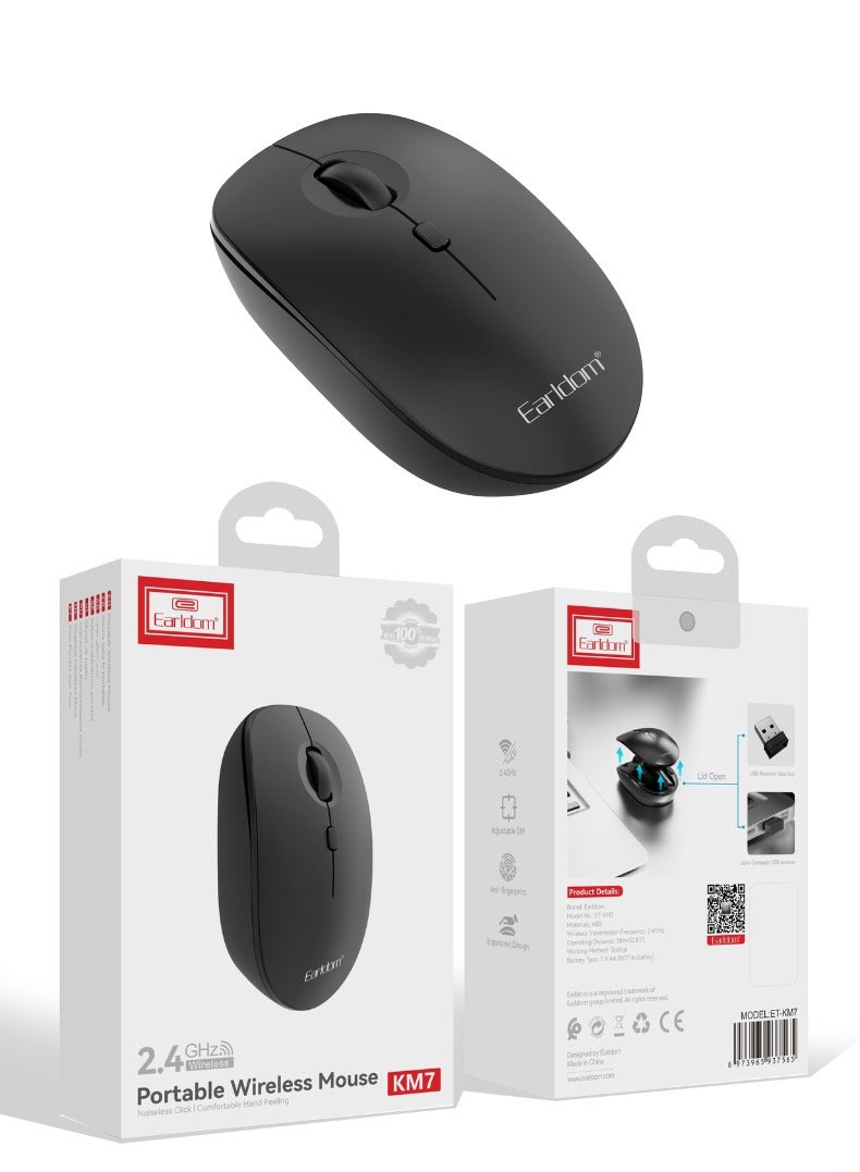Earldom 2.4 GHz Portable Wireless Mouse – Noiseless Click, Ergonomic Design, Plug-and-Play - Image 1