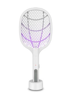 2 in 1 Powerful Grid Electric Bug Zapper Racket USB Rechargeable Electric Fly Swatter with LED Light For Indoor And Outdoor.