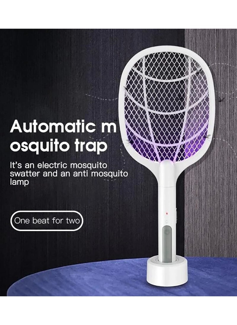 ECONO - 2 in 1 Powerful Grid Electric Bug Zapper Racket USB Rechargeable Electric Fly Swatter with LED Light For Indoor And Outdoor. - Image 1