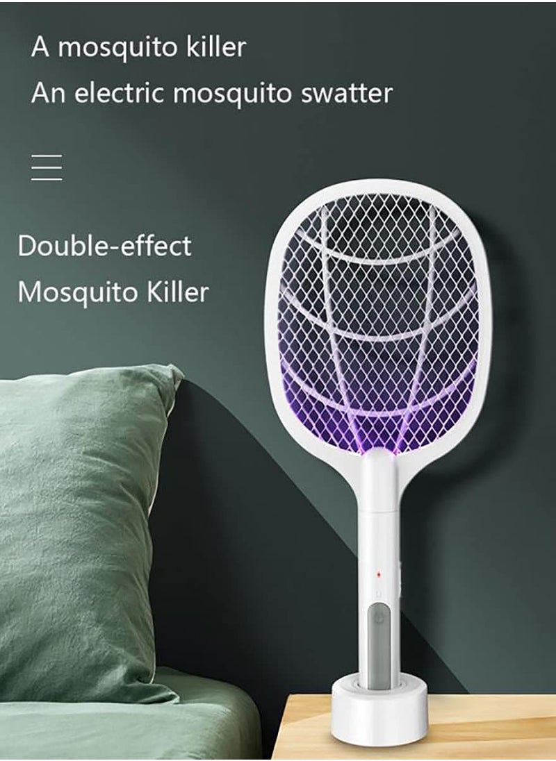 ECONO - 2 in 1 Powerful Grid Electric Bug Zapper Racket USB Rechargeable Electric Fly Swatter with LED Light For Indoor And Outdoor. - Image 1