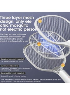 ECONO 2 in 1 Powerful Grid Electric Bug Zapper Racket USB Rechargeable Electric Fly Swatter with LED Light For Indoor And Outdoor.  - Image 5