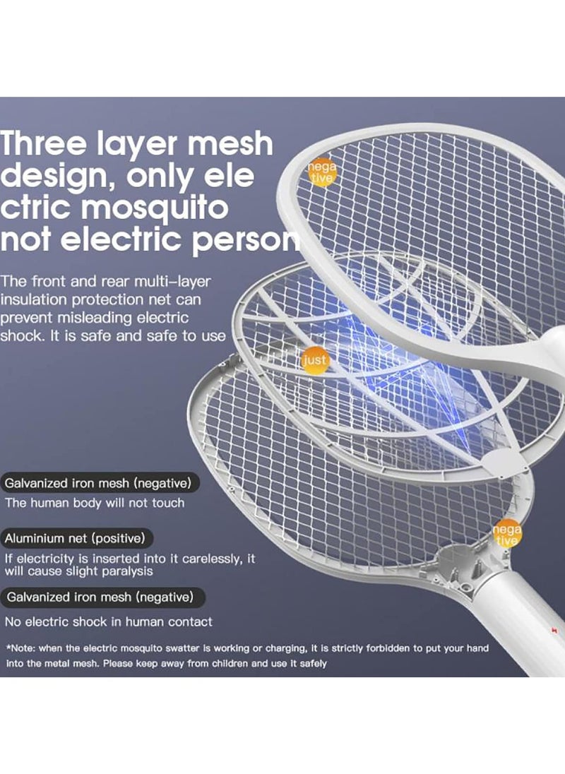 ECONO - 2 in 1 Powerful Grid Electric Bug Zapper Racket USB Rechargeable Electric Fly Swatter with LED Light For Indoor And Outdoor. - Image 1