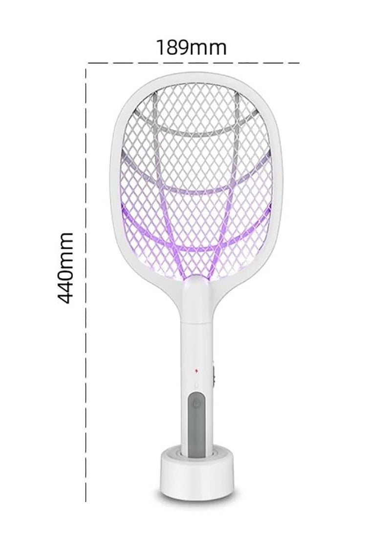 ECONO - 2 in 1 Powerful Grid Electric Bug Zapper Racket USB Rechargeable Electric Fly Swatter with LED Light For Indoor And Outdoor. - Image 1