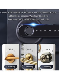 Excefore Fingerprint Door Lock keyless Entry Door Lock with USB Charging and keypad biometric Door Lock Smart Door Handle Lock Suitable for bedrooms Offices and Other Private Spaces(Black)  - Image 4