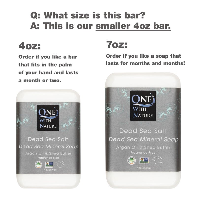 One With Nature Dead Sea Salt Soap 4oz 3-Pack â€“ Purifying Soap Bar with Dead Sea Minerals for Face & Body, for Men & Women. Unscented. - Image 2