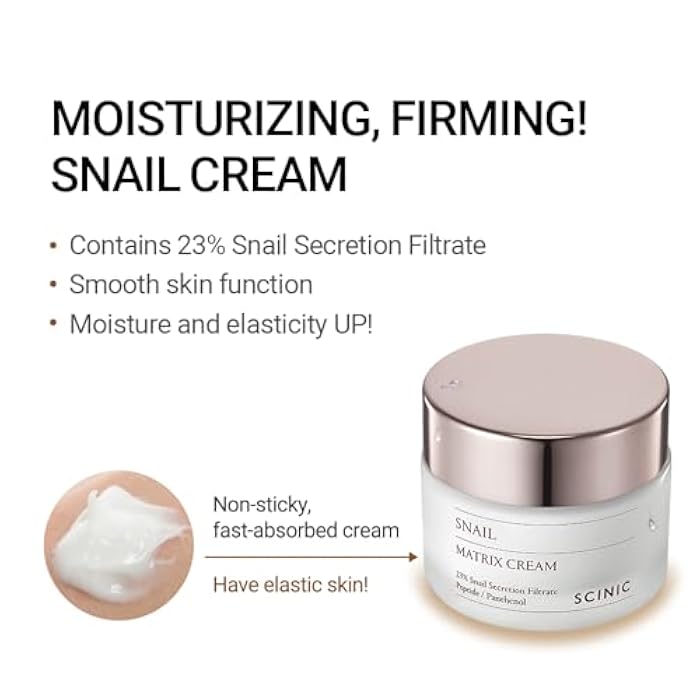 SCINIC Snail Matrix Cream All Skin Types Women Hypoallergenic Moisture (50ml) / high moisture, high elasticity, snail, nutrient-rich, korean cream - Image 3