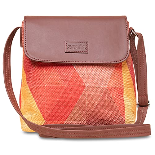 ZOUK Flap Sling Bag | Crossbody Bags for Women | Women's Handbags | Stylish | Vegan Leather Evening Bag | Travel & Office Use | Purse and Wallet | Geooptics Print - Image 1