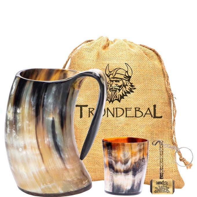 VIKING DRINKING HORN MUG 1520 OZ NATURAL OX HORN CUP COFEE STEIN COOL UNIQUE GIFT FOR MEN AND WOMEN HOME DECOR ACCESSORIES SHOT GLASSES FOR BEER ALE WHISKEY MEAD