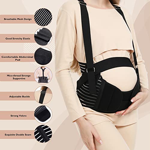 Evolway Maternity Belt for Pregnancy Support and Postpartum Pelvic Recovery - Breathable Abdominal Binder with Detachable Shoulder Strap, Adjustable Sizes and Machine Washable (Black, XL) - Image 5