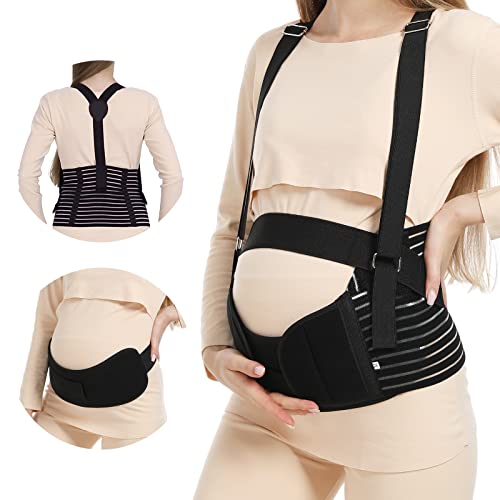 Evolway Maternity Belt for Pregnancy Support and Postpartum Pelvic Recovery - Breathable Abdominal Binder with Detachable Shoulder Strap, Adjustable Sizes and Machine Washable (Black, XL) - Image 1
