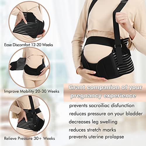 Evolway Maternity Belt for Pregnancy Support and Postpartum Pelvic Recovery - Breathable Abdominal Binder with Detachable Shoulder Strap, Adjustable Sizes and Machine Washable (Black, XL) - Image 3