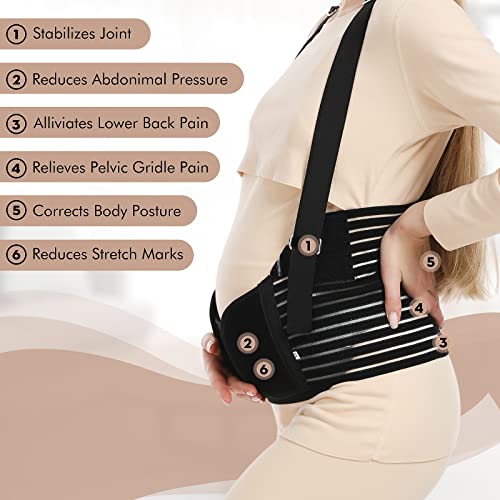 Evolway Maternity Belt for Pregnancy Support and Postpartum Pelvic Recovery - Breathable Abdominal Binder with Detachable Shoulder Strap, Adjustable Sizes and Machine Washable (Black, XL) - Image 4