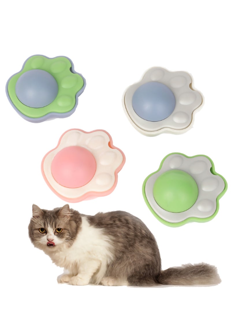 SYOSI 4 Pcs Catnip Ball Toy, Wall Cat Paw Shape Catnip Toy Pure Natural Mint Leaves Rotatable Indoor Snap on Wall Cat Chew Toy Kitten Teeth Cleaning Cat Supplies - Image 1