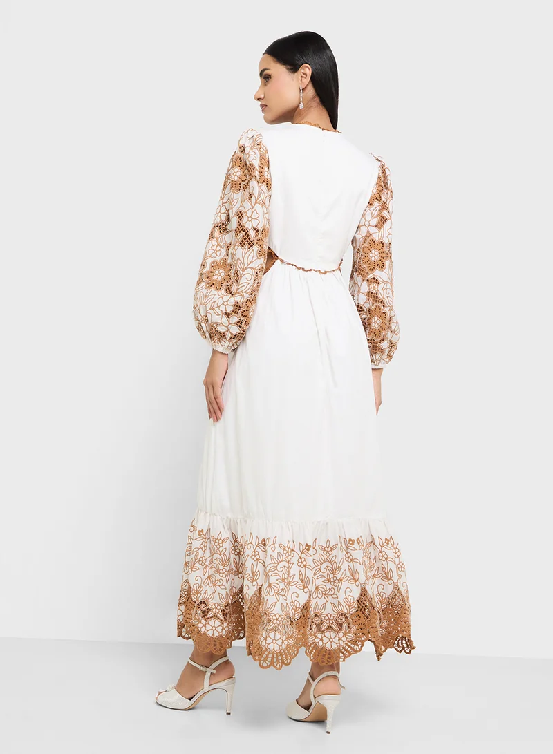Threadz by Ajooni Floral Embroidered Dress