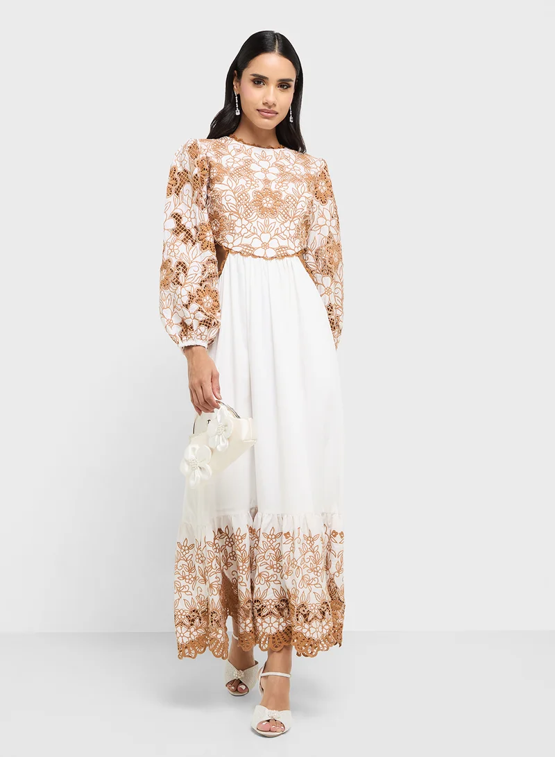 Threadz by Ajooni Floral Embroidered Dress