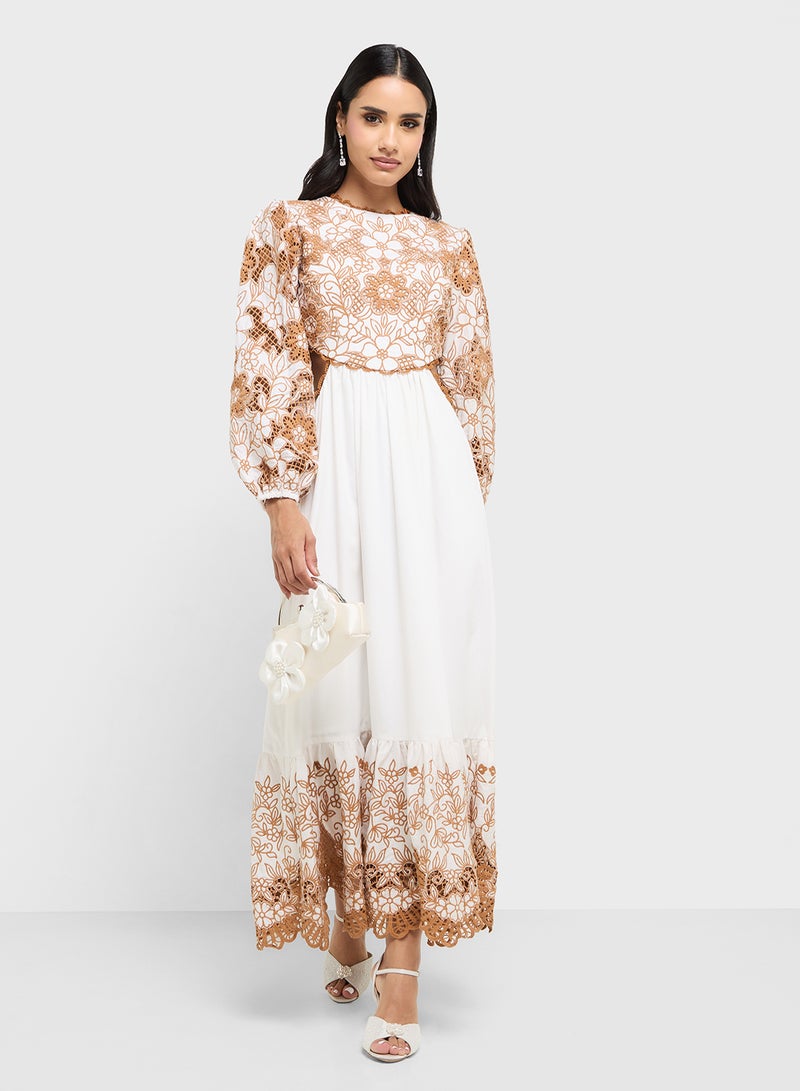 Threadz by Ajooni Floral Embroidered Dress - Image 4