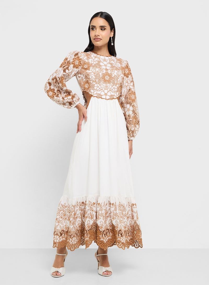 Threadz by Ajooni Floral Embroidered Dress - Image 1